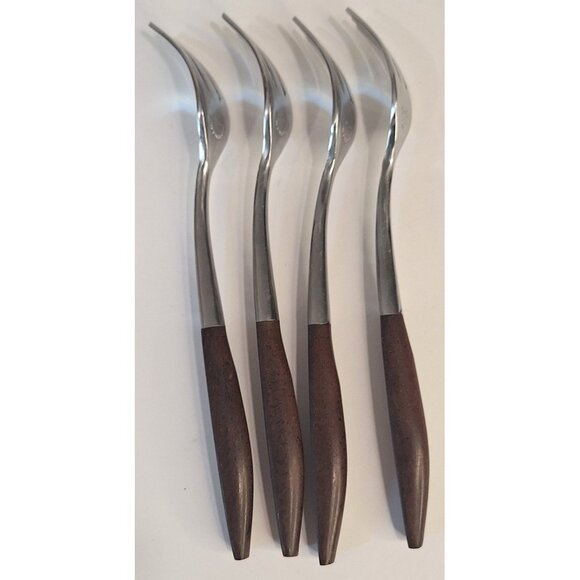 Dior Muffin by Grand Prix Seafood Forks Faux Wood Lot Of Four - Picture 13 of 15